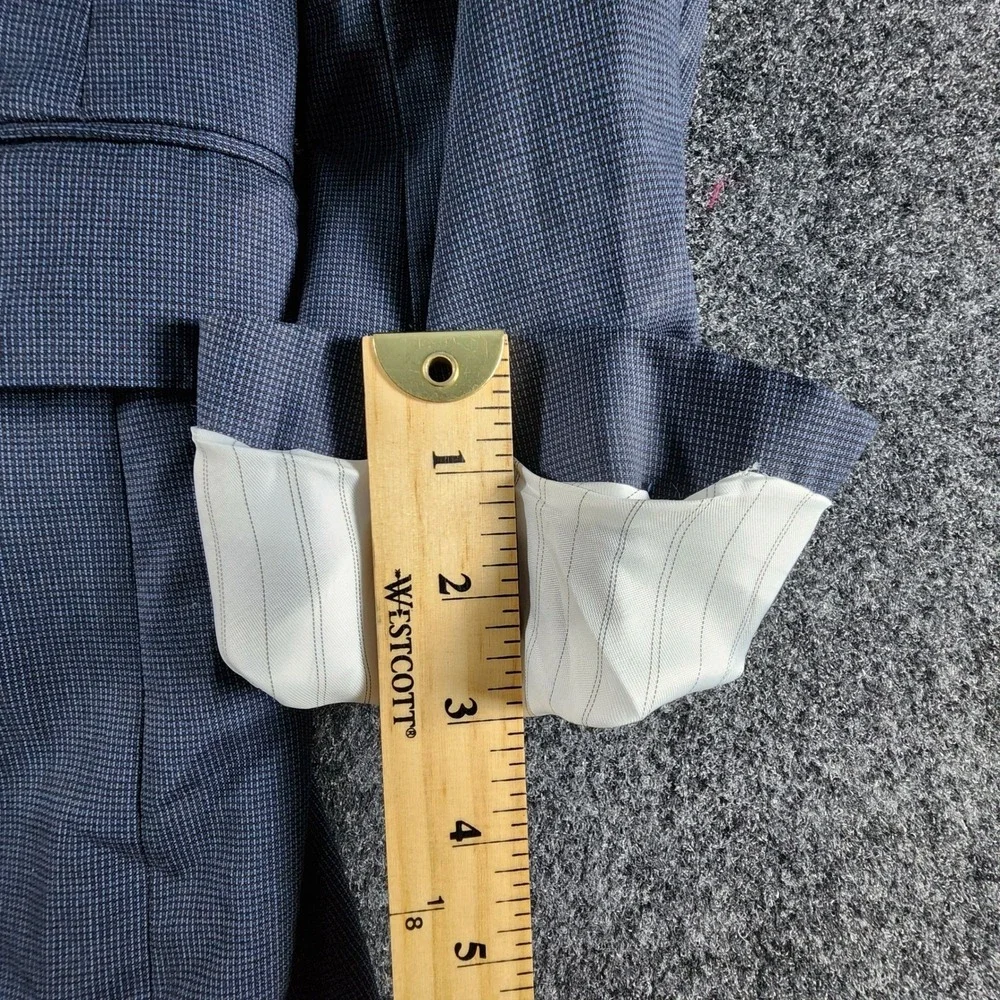 Banana Republic Mens 40R Tailored Fit Wool‎ Blazer Blue Micro Check Sport Coat